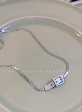 钛钢皮带扣锁骨链女冷淡风潮嘻哈项链小众级颈链新潮