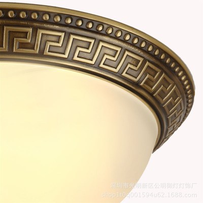 欧式全铜吸顶灯美式餐厅灯阳台灯30CM卧室灯具客厅吸顶灯纯铜灯饰