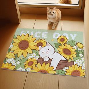 地垫入户门垫家用脚垫地毯门口地垫进门向日葵猫垫子防滑丝圈地