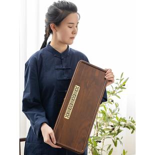 整块实木茶盘排水式 办公室茶台茶具套装 家用储水茶海大小号电木款