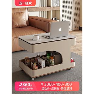 现代简约移动边柜中古风实木可升降茶几客厅家用小户型阳台小茶桌