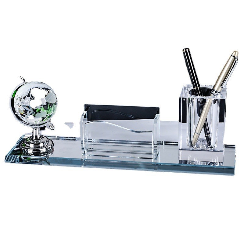 水晶笔筒三件套实用办公用品商务礼品公司活动纪念品办公桌摆件
