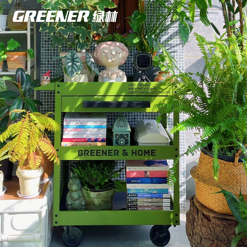 GREENER小推车花架阳台花盆置物架多层层架铁艺花架X子客厅落地式