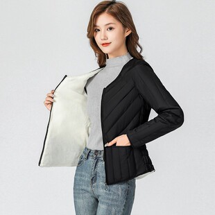 加绒加厚内胆羽绒棉衣女学生打底内D穿小棉袄女短款轻薄棉服女冬