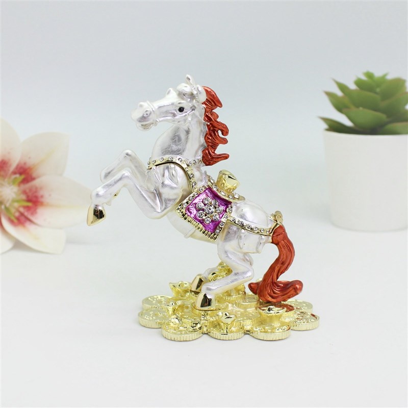 新年礼物金属工艺品彩锡生肖马摆件马上有钱白S马办公室桌面装饰