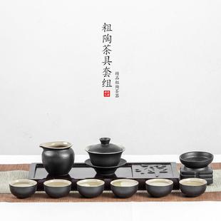 整套茶壶茶杯陶瓷家用日式 黑陶功夫茶具套装 紫砂禅风