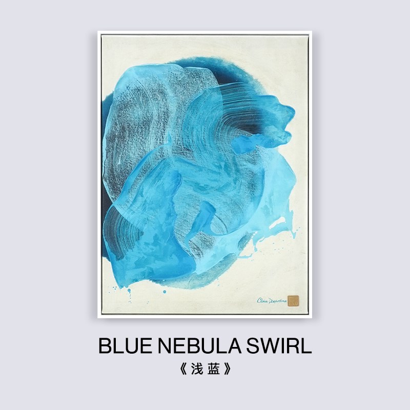 客厅装饰画现代简约蓝色创意抽象图案手绘肌理立体玄关背景墙挂画图片