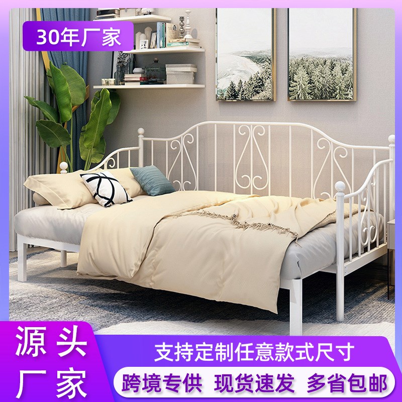 折叠床推拉床铁艺沙发床两用床伸缩床铁架折叠床双人床1..5m儿童
