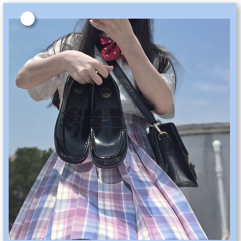 小小方日系c正统JK鞋子夏季基础款低跟小皮鞋平底乐福鞋女JK制服