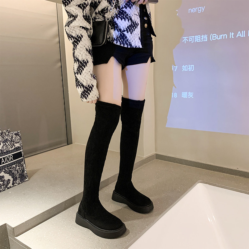 网红瘦瘦靴今年流行的厚底高筒过膝靴20K24新款长靴女冬加绒靴子