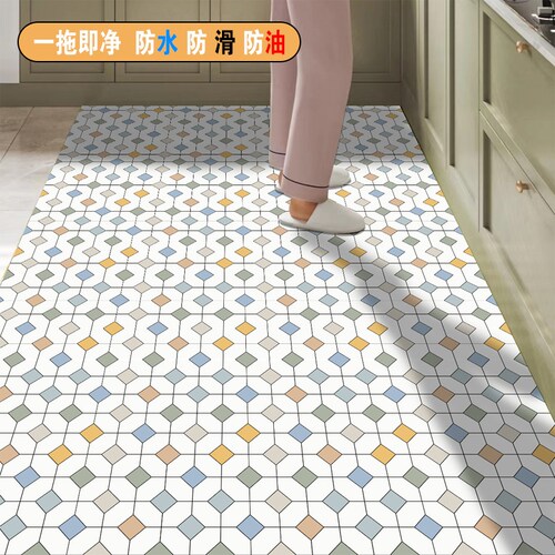 厨房专用皮革耐脏地垫整铺w可擦免洗脚垫防水防油防滑免清洗地毯