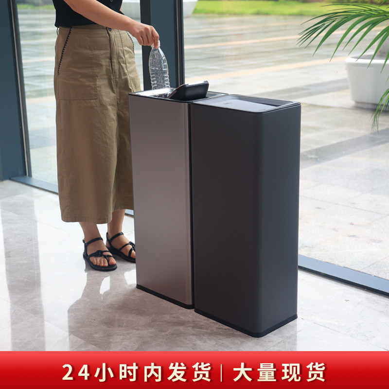 室内不锈钢垃圾桶摇盖大容量商z用酒店大堂立式电梯口带烟灰缸走