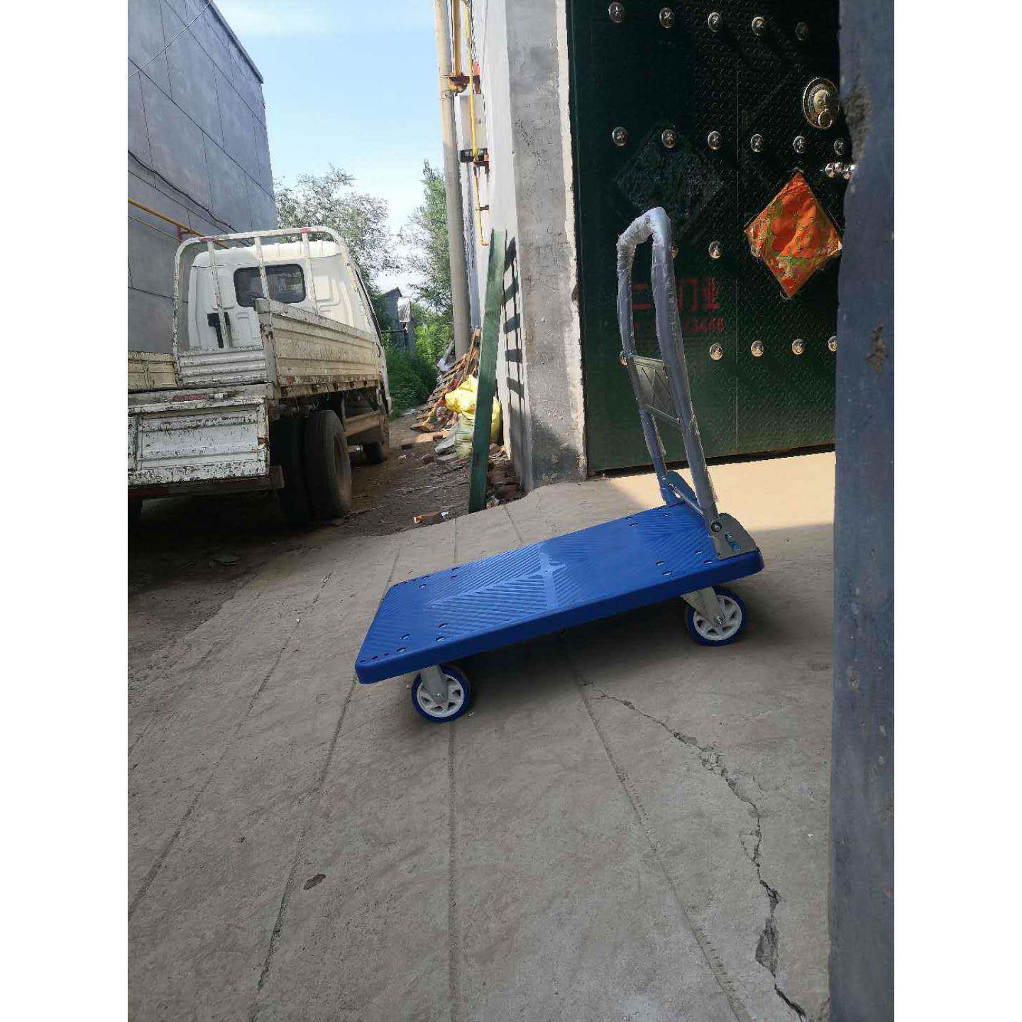 55*85塑料折叠手推车静音搬运车家用平板车快递小拉车三轮车