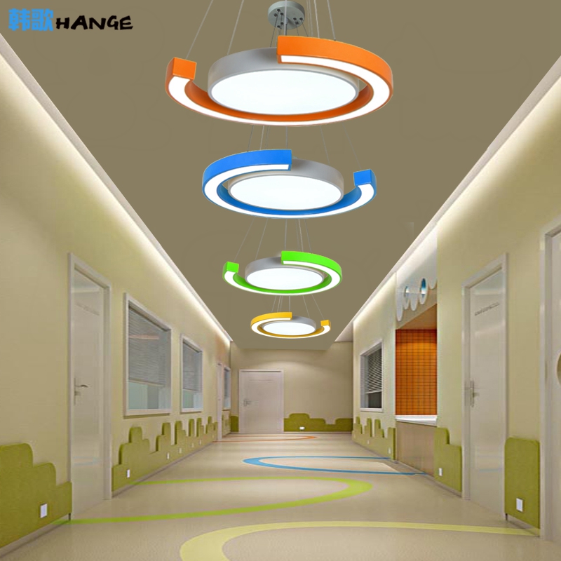 简约现代园型园环吊灯办公室造型灯个性创意幼儿园灯游乐园教室灯