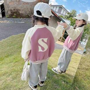 女童外套2025新款春秋棒球服中小童女宝宝休闲绣花潮流开衫春装潮