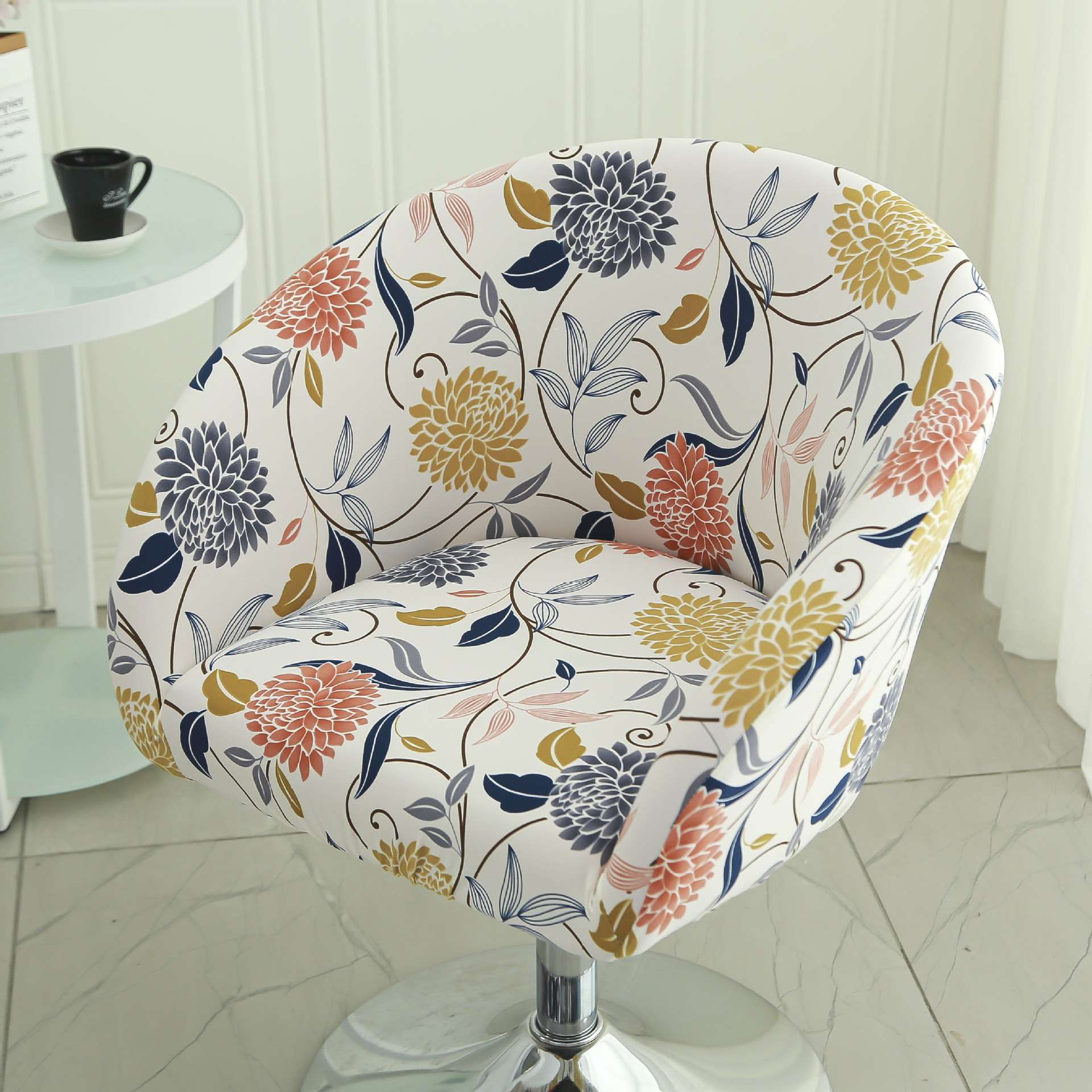 家用客厅椅套餐桌椅垫套罩一体弧形带扶手靠背椅子套椅背餐厅现代