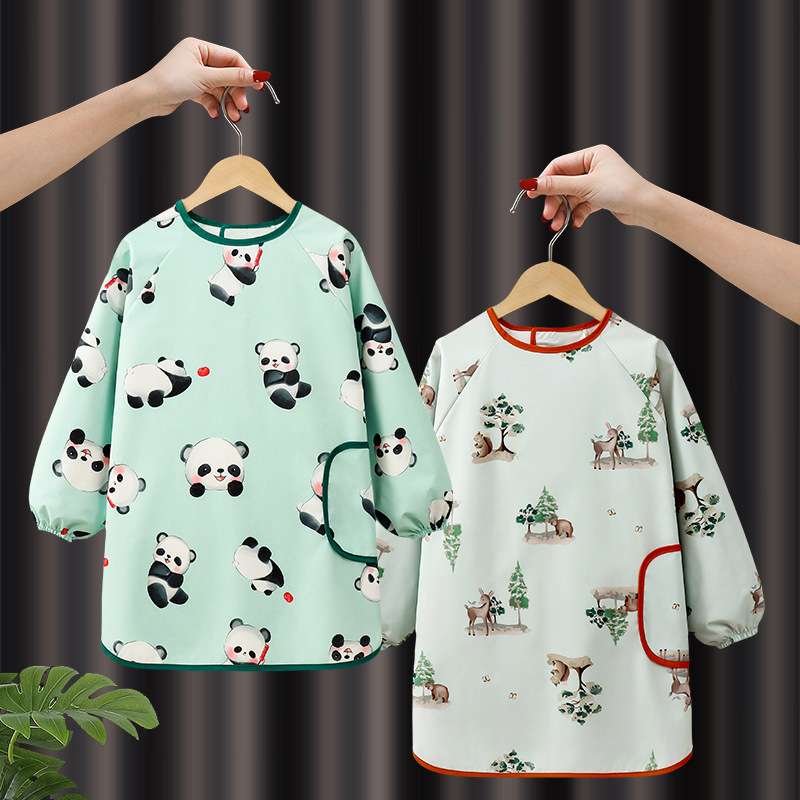 长袖防水罩衣幼儿园美术画画儿童围裙女孩宝宝吃饭围兜男孩反穿衣
