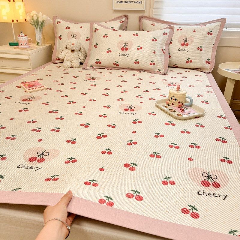 冰丝凉席夏季2025新款夏天藤席子三件套学生宿舍单人软凉席可机洗