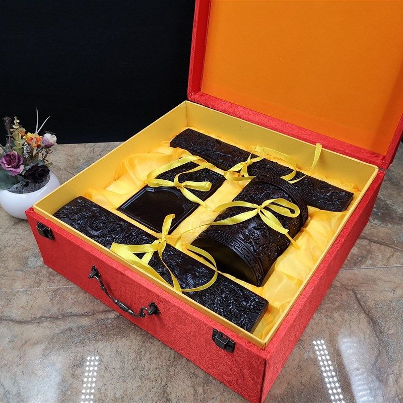 黑檀雕龙文房四宝四件套 实木书房书法用品,特色手工艺,其他特色工艺品,淘宝优惠券,粉丝福利购,淘宝优惠卷