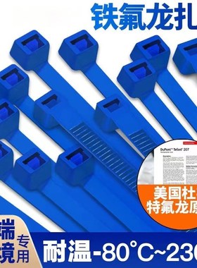 工业TEFZEL铁氟龙蓝色扎带捆扎束线四氟乙烯耐高低温抗腐2.5*100