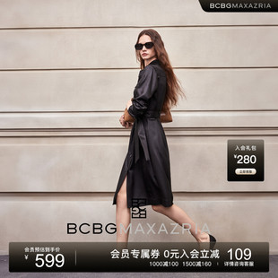 女士系带收腰风衣上衣连衣裙 流行休闲百搭经典 BCBG25早秋新款 时尚