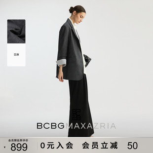 新款 博主同款 BCBG2026春季 女亚麻混纺通勤宽松西服外套 西装