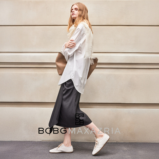 口宽松女外套衬衫 BCBG25早秋新款 百搭设计感袖 经典 上衣 慵懒风时尚