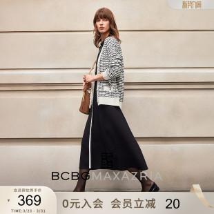 上衣外套 百搭简约休闲金属扣饰线性宽松针织开衫 BCBG女装 秋冬时尚