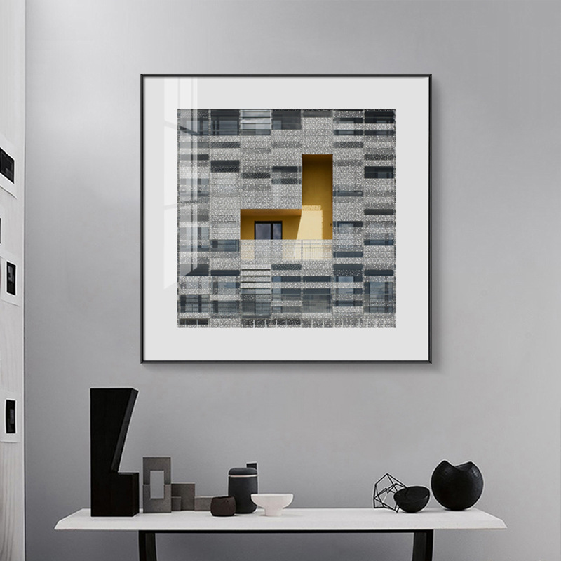 抽象几何建筑装饰画客厅家装挂画现代简约轻奢风卧室沙发背景墙画图片