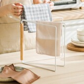 日式 家用厨房白色抹布架台面铁艺沥水折叠挂毛巾架洗碗布晾置物架