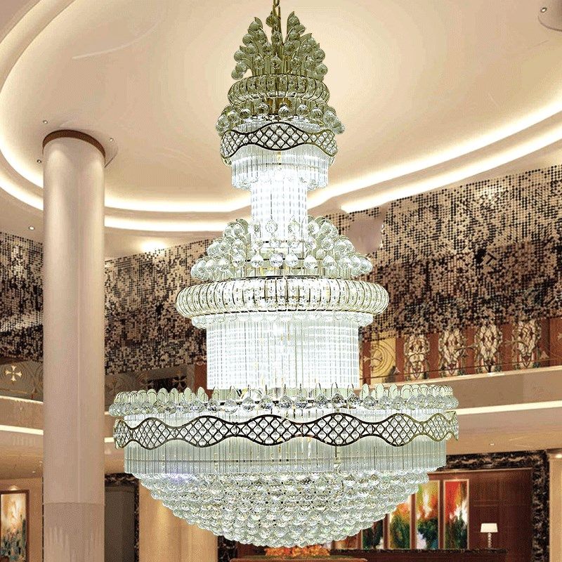 别墅复式楼客厅大吊灯 楼中楼水晶长吊灯 酒店异形工程灯灯具,家装灯饰光源,客厅吊灯,淘宝优惠券,粉丝福利购,淘宝优惠卷