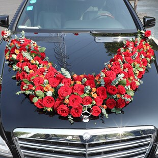 婚车头车布置装饰花婚车头车主花盘婚庆主婚车装饰婚车花泥吸盘