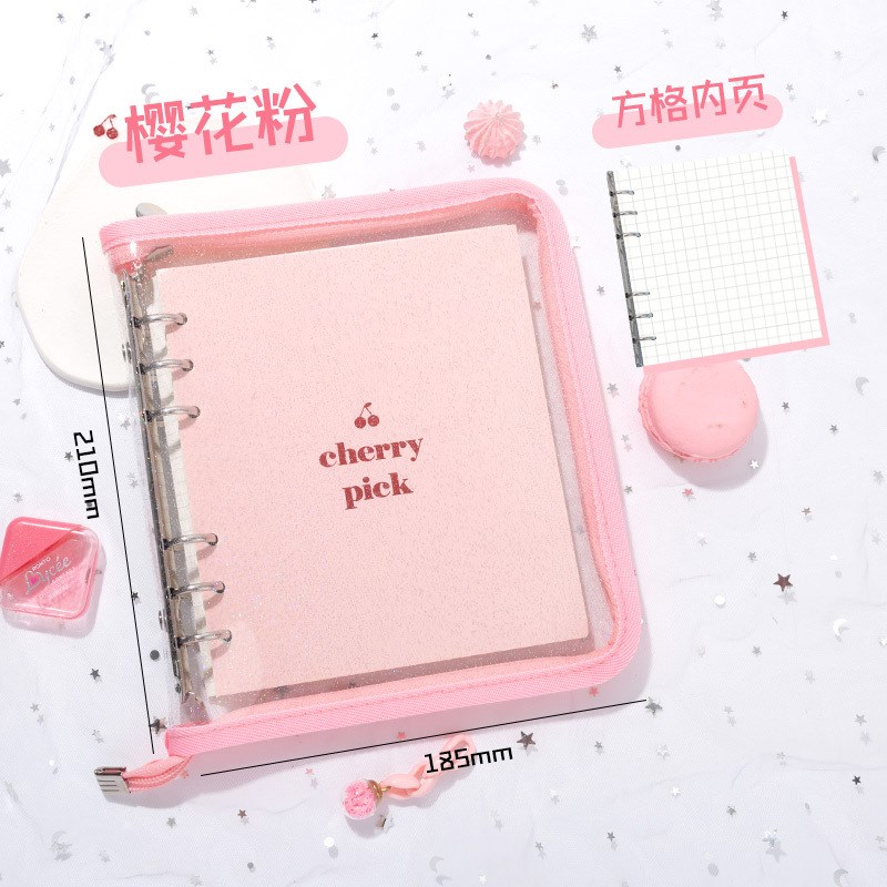 咕卡手账本套装少女活页手帐本儿可爱蓝色女孩空白方格纸日记