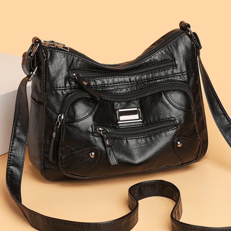 新品女包2025新款软皮多层女士百搭单肩包大容量中老年人斜挎包妈