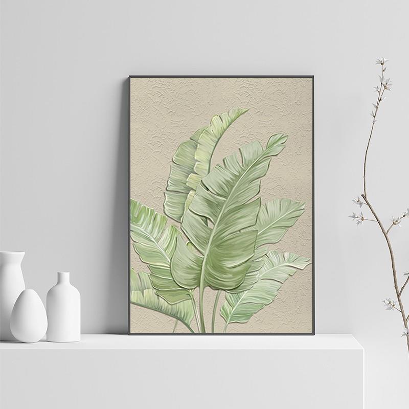 北欧风格客厅小清新绿色植物装饰画现代简约树叶叶子挂画墙面图片