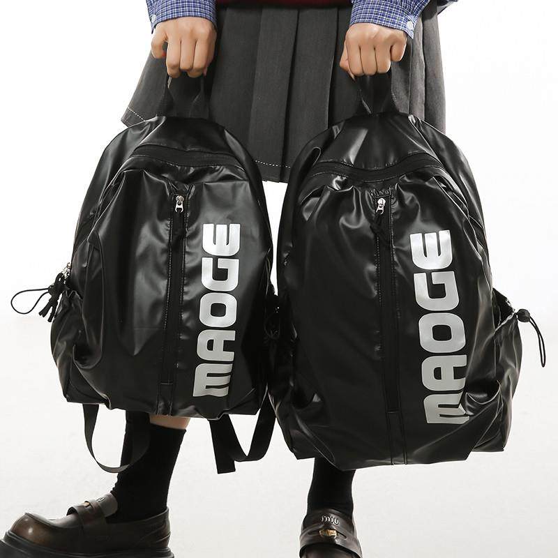 新品PU双肩包女大学生韩版ins潮酷双肩包中学生日系简约休闲百搭