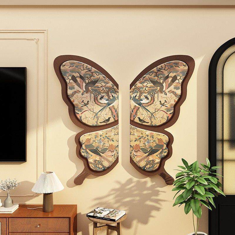 电视机背景墙面装饰画改造高级感客厅入户玄关氛围蝴蝶贴纸中古风