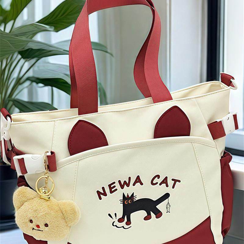 新品帆布包女斜挎单肩包手提袋拎书袋百搭大容量学生上课包补习袋