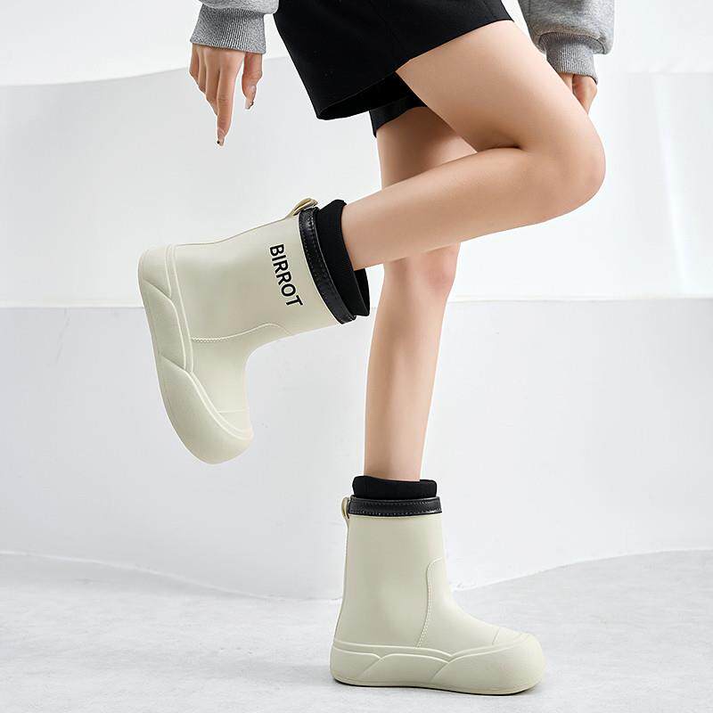 新品英伦雨鞋女2026新款时尚外穿胶鞋防滑防水鞋水靴加绒套鞋短筒