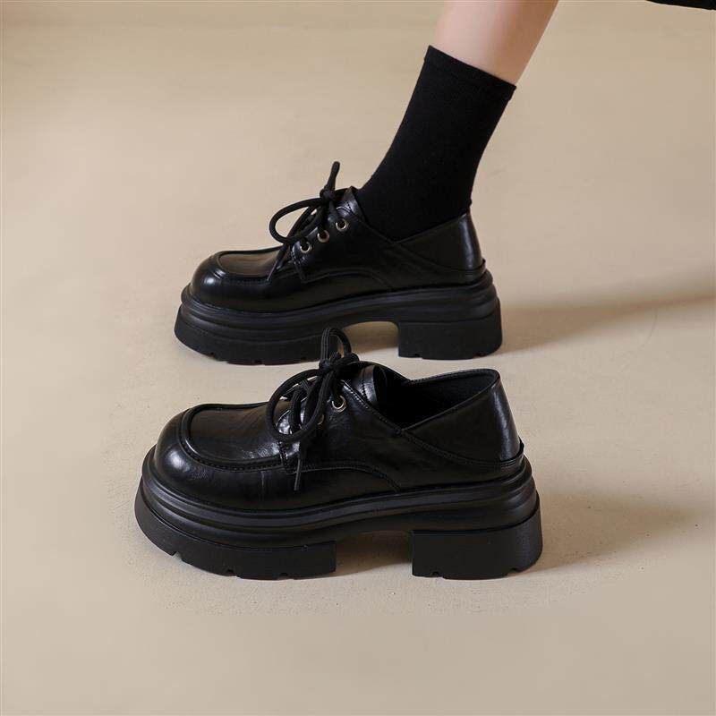 新品厚底乐福鞋女款2026新款春季配裙子英伦风小皮鞋jk黑色单鞋子