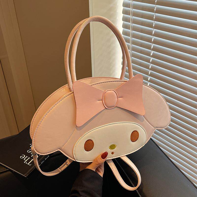 新品可爱卡通少女心萌脸斜挎包女2025新款大容量美乐蒂粉色通勤手