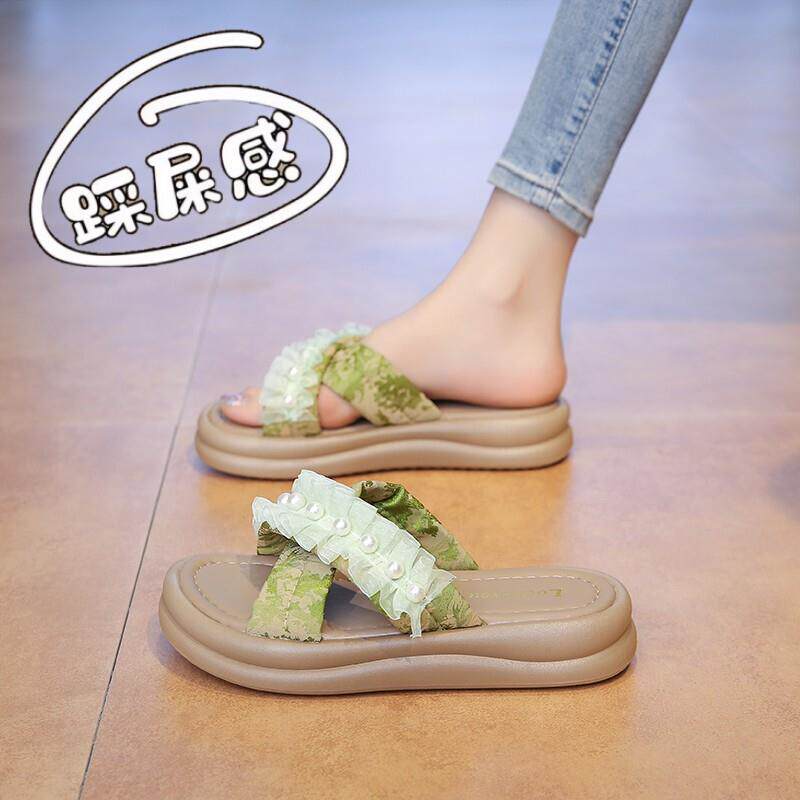 新品踩屎感厚底凉拖鞋女夏季2026新款外穿孕妇一字拖34码罗马沙滩