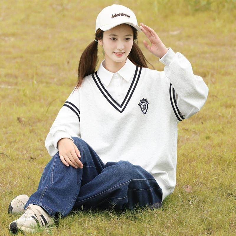 新品初中生卫衣少女大童春秋季2025新款长袖学院风假两件上衣高中