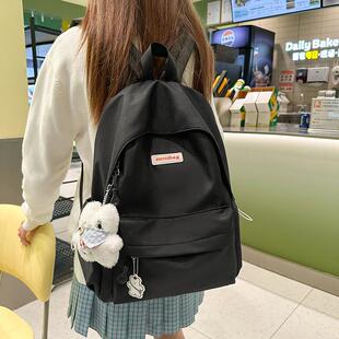 新品纯色书包女小学生小清新初中学生双肩包大学生日系简约ins风