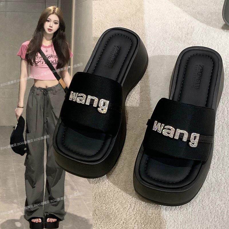 新品拖鞋女外穿2026新款夏天高跟松糕增高夏季凉鞋厚底女鞋黑色凉