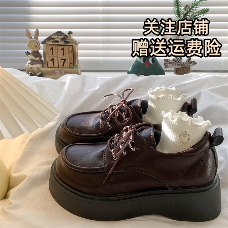 新品厚底圆头小皮鞋女款20