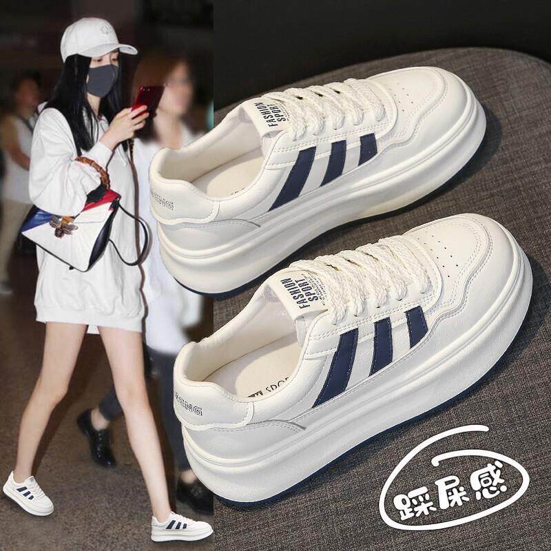 新品百恩图真皮小白鞋女款2026新款春季显脚小厚底运动鞋学生休闲
