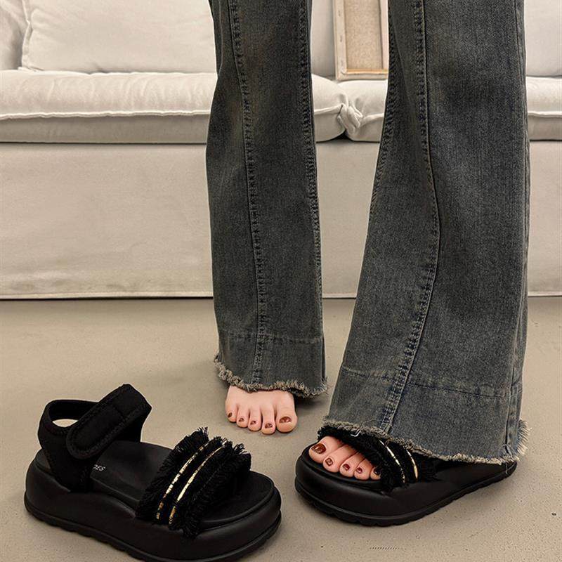 新品法式绝美厚底凉鞋女夏季外穿高级感2025爆款超火新款配裙子平