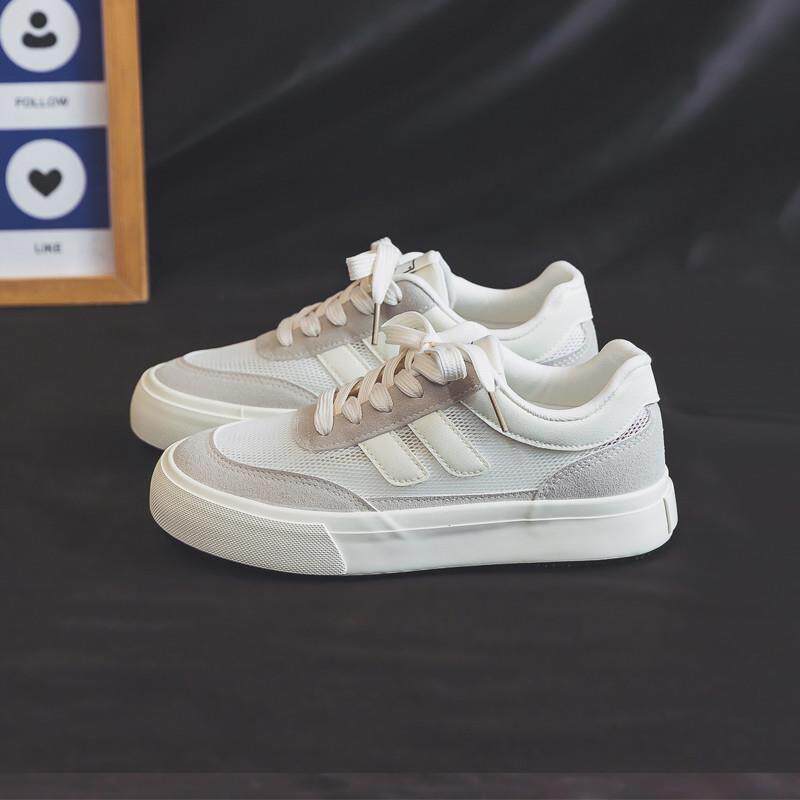 新品2026夏季新款平底白色透气帆布鞋女款小众百搭休闲板鞋网页小