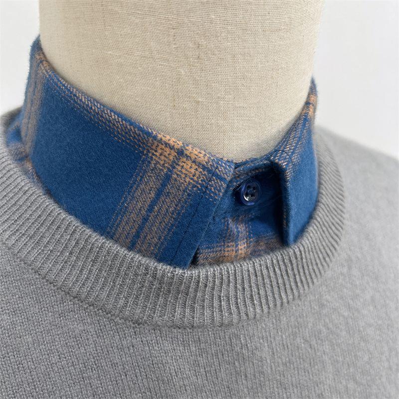 正规尺码磨毛衬衫衣领男百